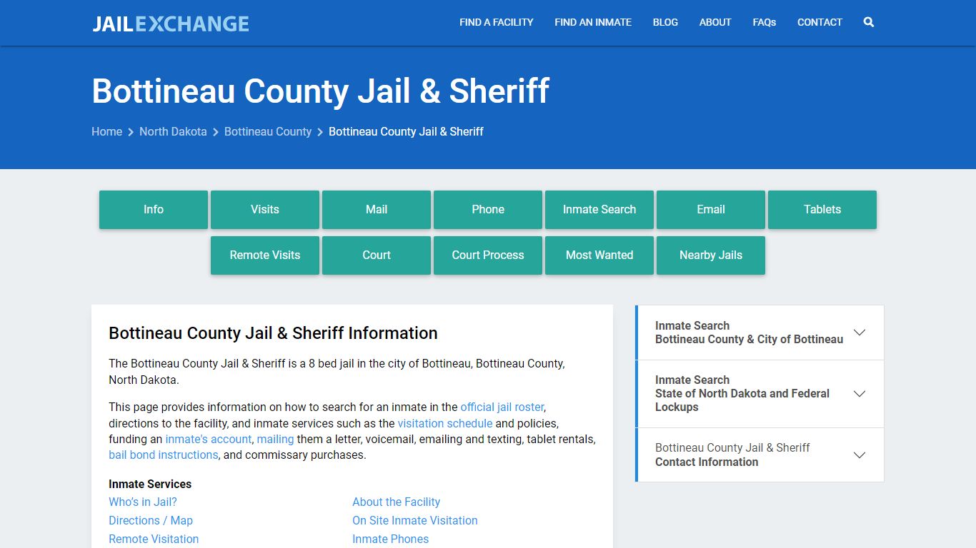 Bottineau County Jail & Sheriff, ND Inmate Search, Information